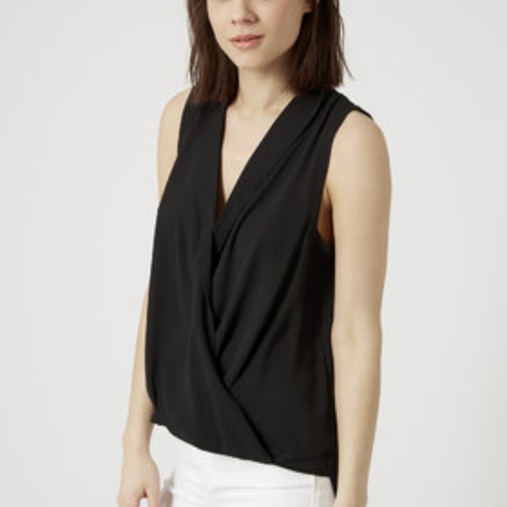 Topshop sleeveless wrap blouse
